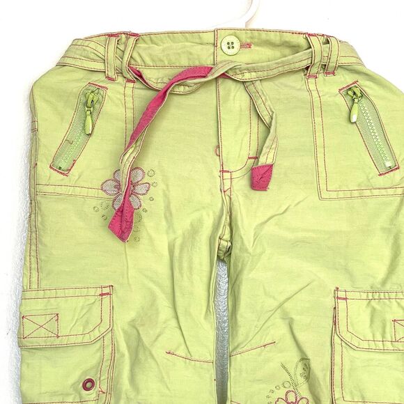 Pumpkin Patch pants Size 4 Khaki Green Pink Flowers Embroidery Easter Spring - Picture 3 of 12